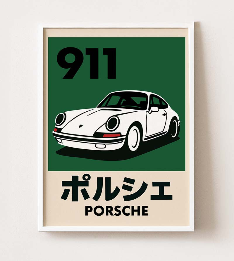 Porsche 911 Poster – Cream Background Edition
